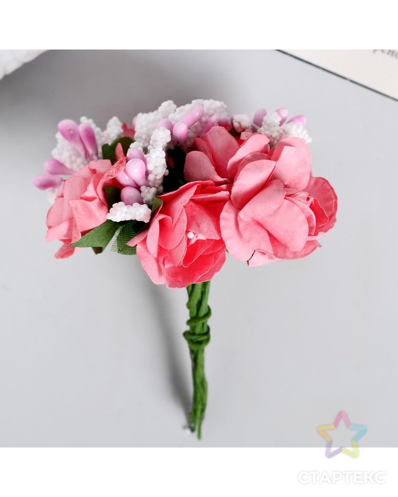 Декор для творчества "Розовые розы" (1 набор=1 букету), 6 цветков арт. СМЛ-25593-1-СМЛ1236781 2