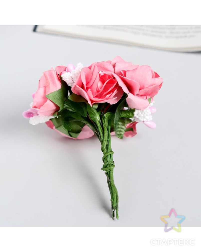 Декор для творчества "Розовые розы" (1 набор=1 букету), 6 цветков арт. СМЛ-25593-1-СМЛ1236781 3