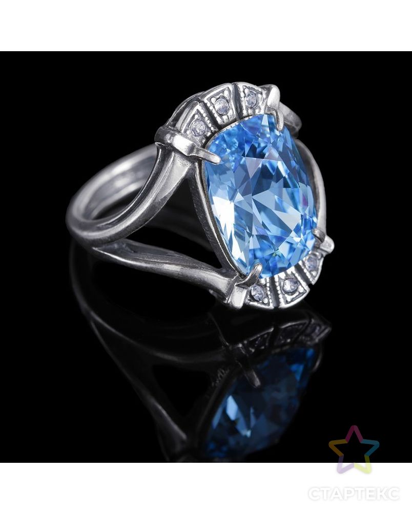 Заказать Кольцо "Гололёд", размер 18, цвет голубой в чернёном серебре арт. СМЛ-28687-1-СМЛ1237115 в Новосибирске