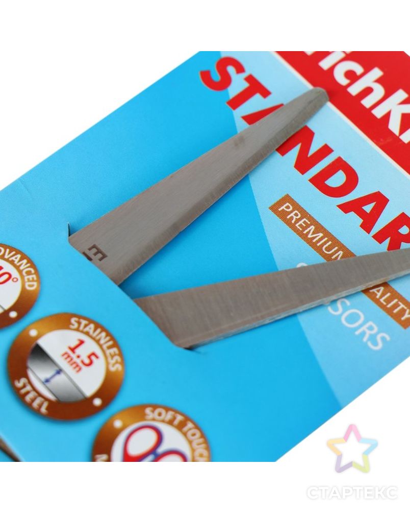 Ножницы 17 см, Standard +, с улучшенной двойной заточкой, ручки с противоскользящими резиновыми вставками, МИКС арт. СМЛ-189076-1-СМЛ0001241262 4