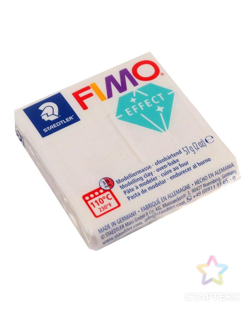 Пластика - полимерная глина FIMO effect, 57 г, белый с блёстками арт. СМЛ-221040-1-СМЛ0001252152