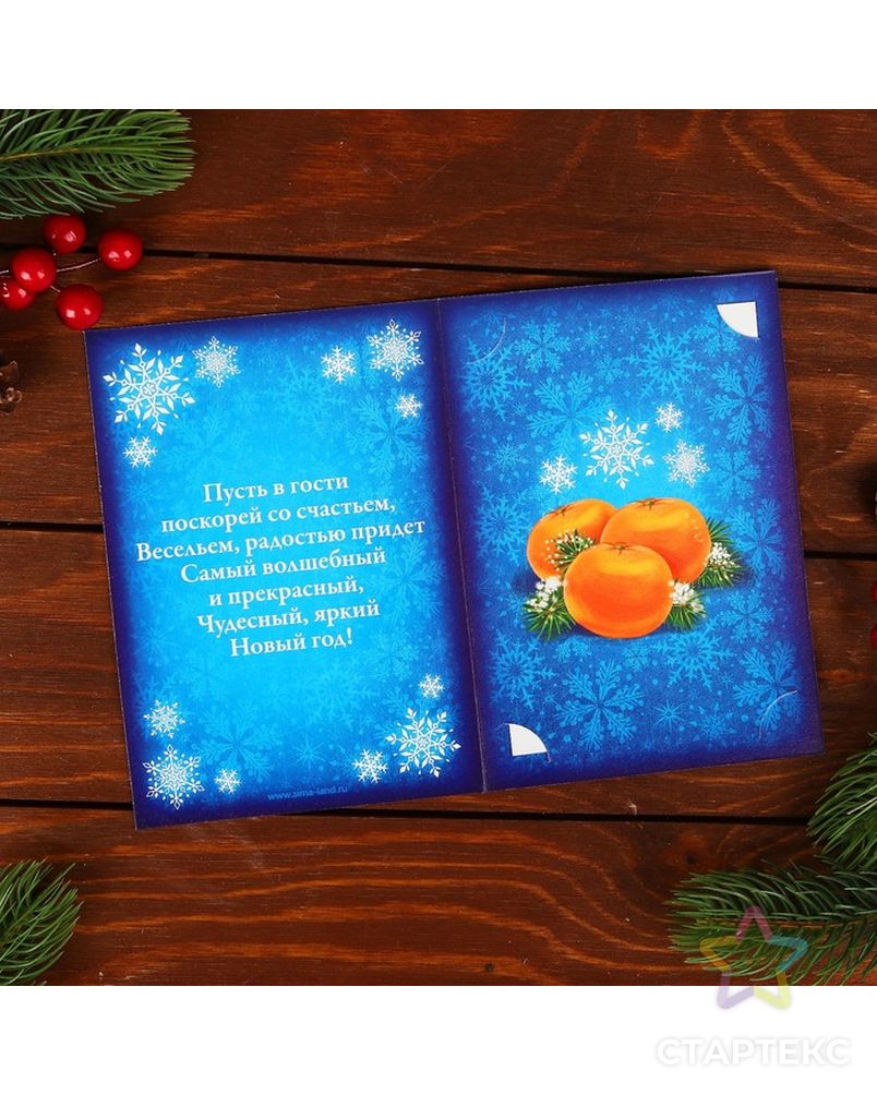 Новогодняя фреска на открытке "Снегирь", набор: песок 9 цветов 2гр, стека арт. СМЛ-898-1-СМЛ1275481 3