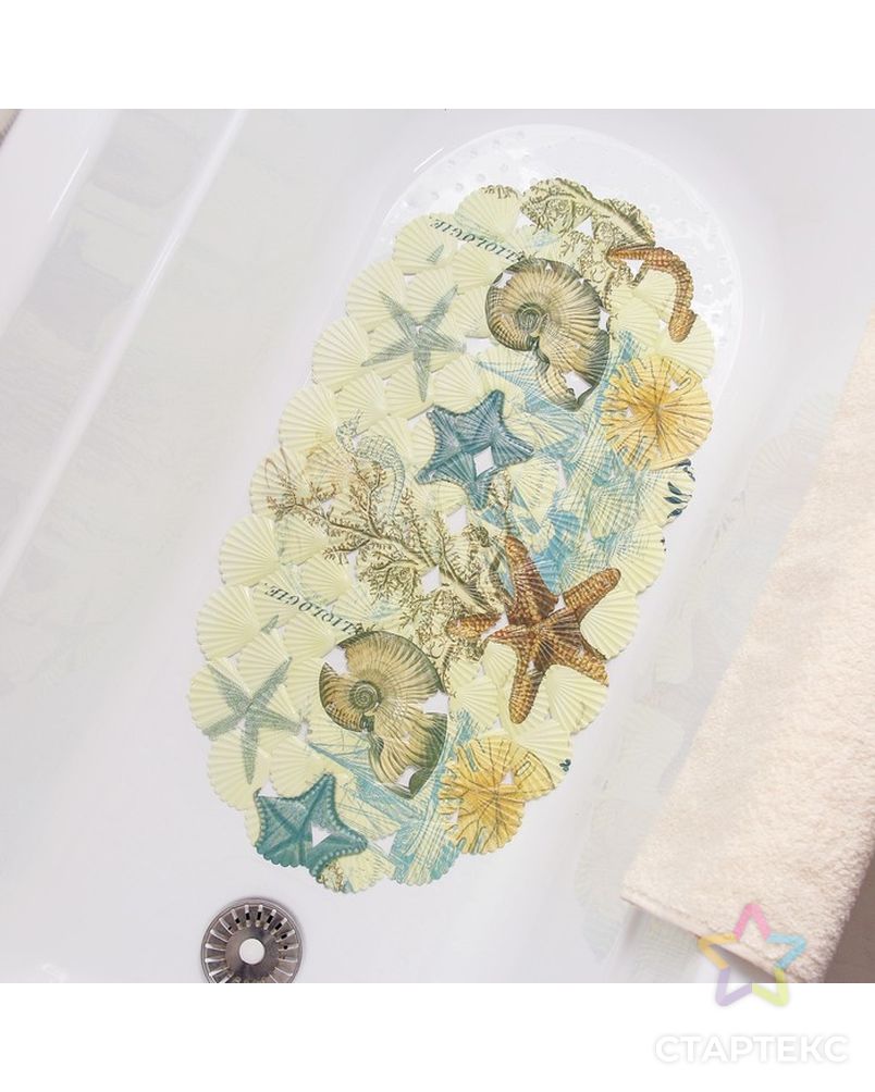 Коврик для ванны Доляна «Ракушки», 35×65 см арт. СМЛ-172819-1-СМЛ0001275494 2
