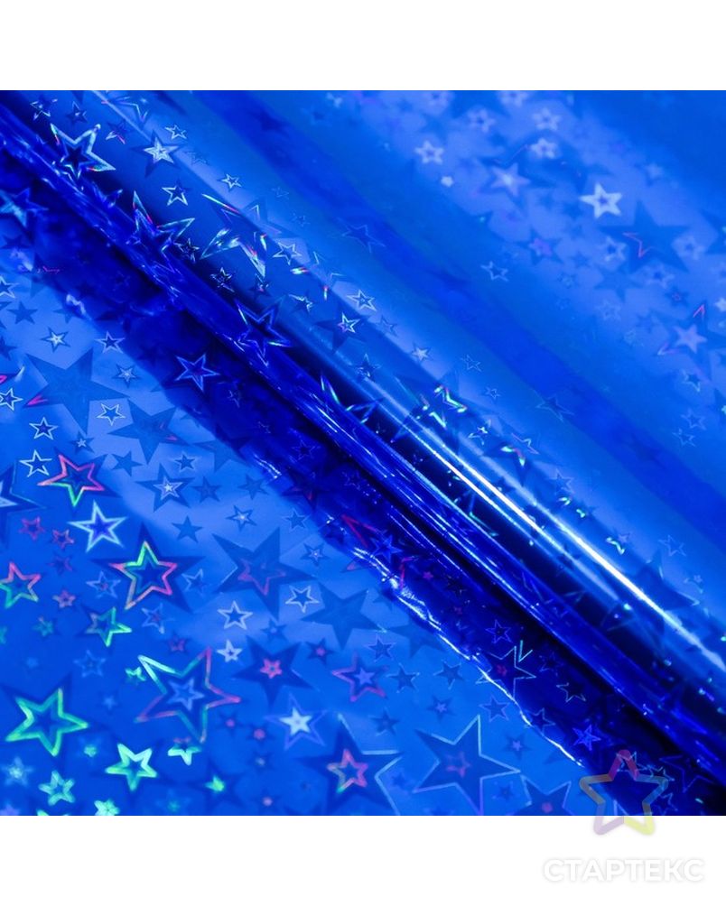 Бумага голографическая "Звездопад", цвет синий, 70 х 100 см арт. СМЛ-60988-1-СМЛ0000128601 1