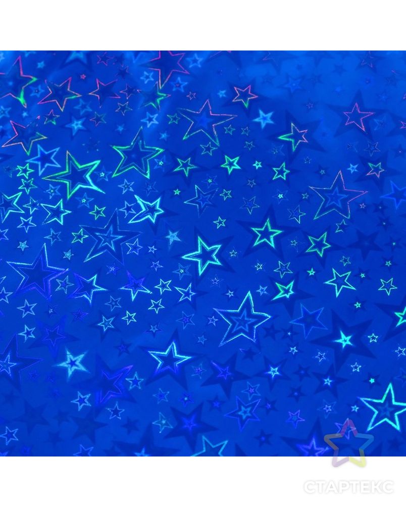 Бумага голографическая "Звездопад", цвет синий, 70 х 100 см арт. СМЛ-60988-1-СМЛ0000128601 2