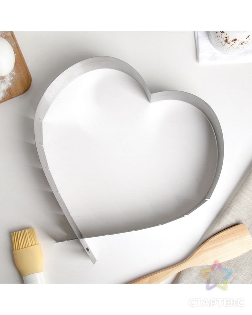 Форма разъёмная для выпечки кексов «Сердце», с регулируемым размером 14,5-26,5 см арт. СМЛ-203221-1-СМЛ0001290514 2