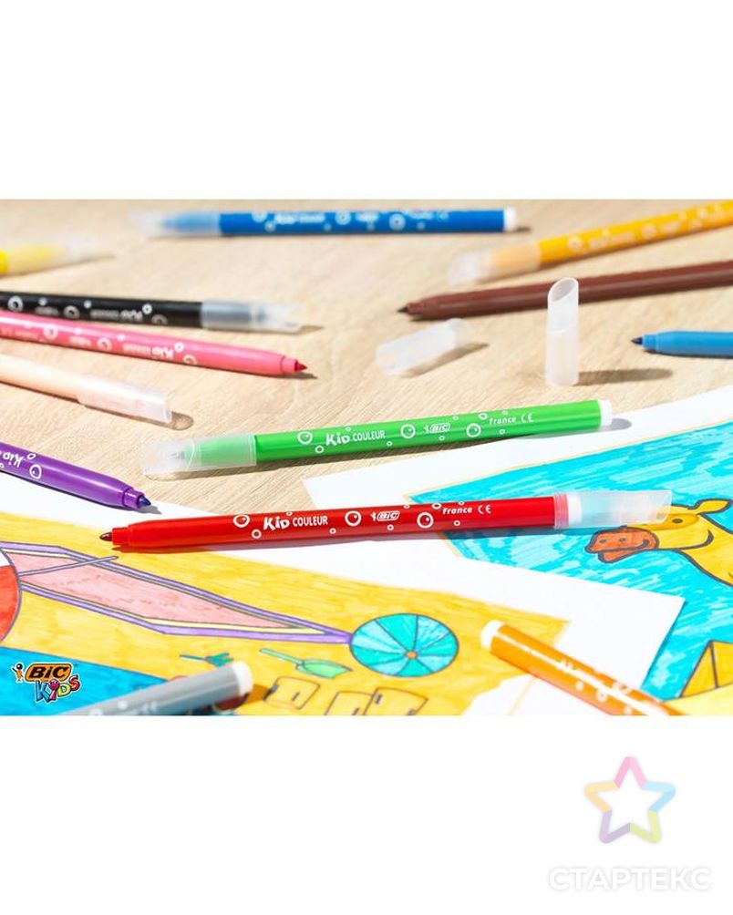 Цветные фломастеры 24 цвета, детские, смываемые, среднее письмо, BIC Kid Couleur арт. СМЛ-172762-1-СМЛ0001314666