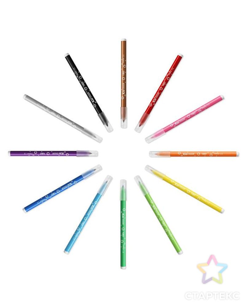 Цветные фломастеры 12 цветов, детские, смываемые, среднее письмо, BIC Kid Couleur арт. СМЛ-172763-1-СМЛ0001314668 2