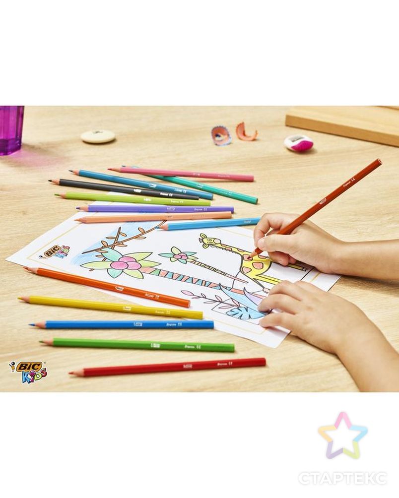 Цветные карандаши 18 цветов, детские, шестигранные, ударопрочные, BIC Kids Evolution арт. СМЛ-187880-1-СМЛ0001314700