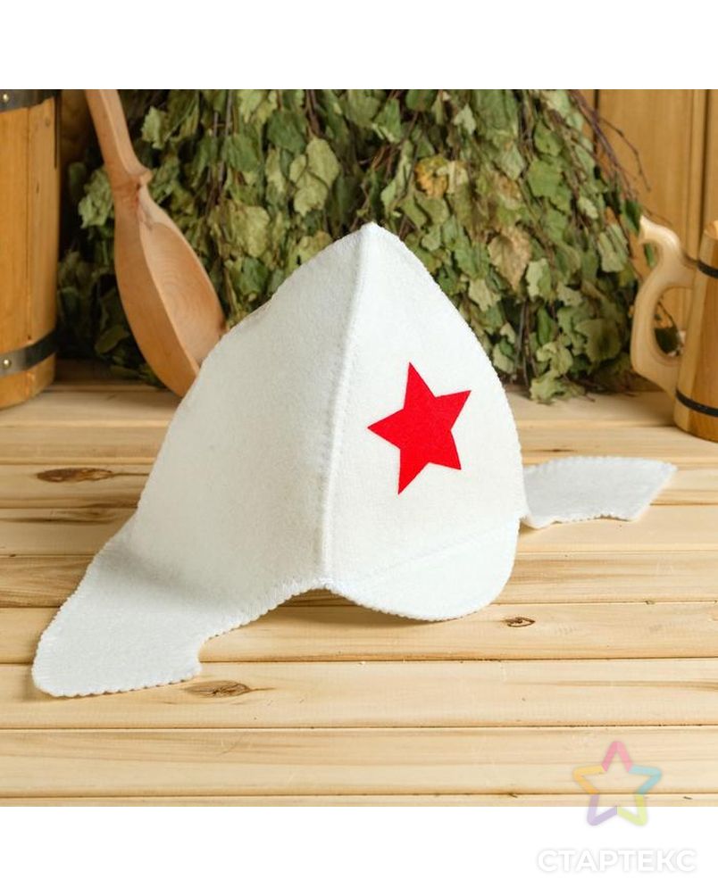 Набор для бани "Будёновец" шапка, коврик, рукавица арт. СМЛ-172770-1-СМЛ0001318337