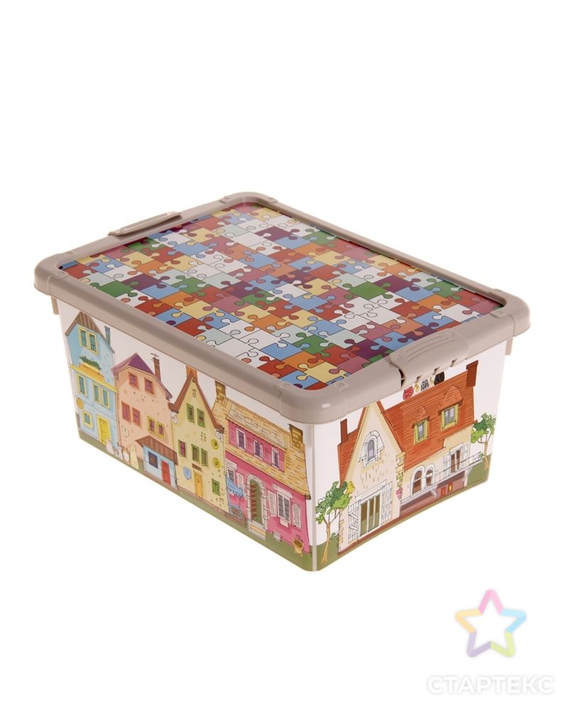 Ящик для игрушек с аппликацией и крышкой, 8,4 л, цвет бежевый арт. СМЛ-42412-1-СМЛ0001328167 1