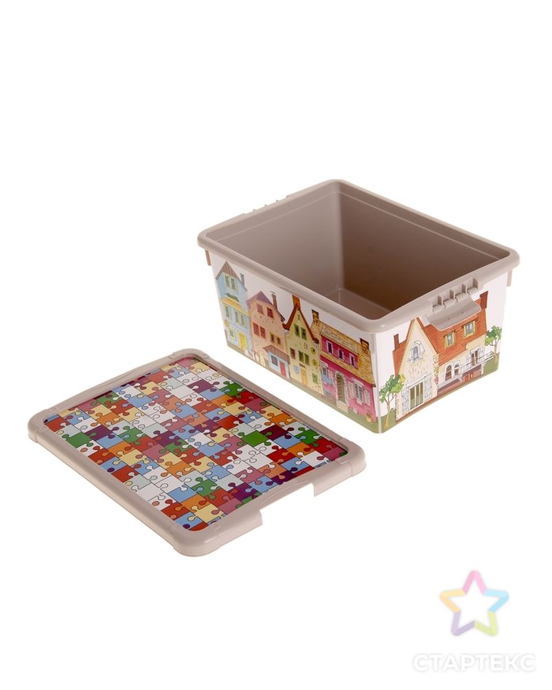 Ящик для игрушек с аппликацией и крышкой, 8,4 л, цвет бежевый арт. СМЛ-42412-1-СМЛ0001328167 2