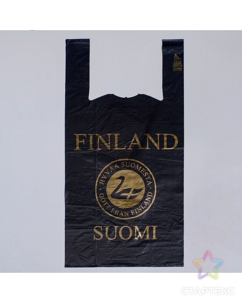 Пакет "Suominen" чёрный, полиэтиленовый, майка, 28 х 55 см, 35 мкм арт. СМЛ-42468-1-СМЛ0001343884 1