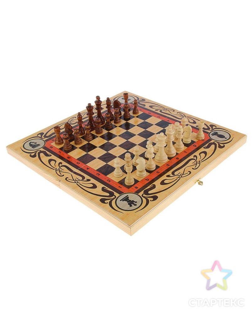 Настольная игра 3 в 1 "Статус": шахматы, шашки, нарды (доска дерево 50х50 см) арт. СМЛ-42426-1-СМЛ0001350464 11