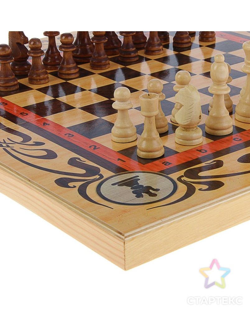 Настольная игра 3 в 1 "Статус": шахматы, шашки, нарды (доска дерево 50х50 см) арт. СМЛ-42426-1-СМЛ0001350464 12