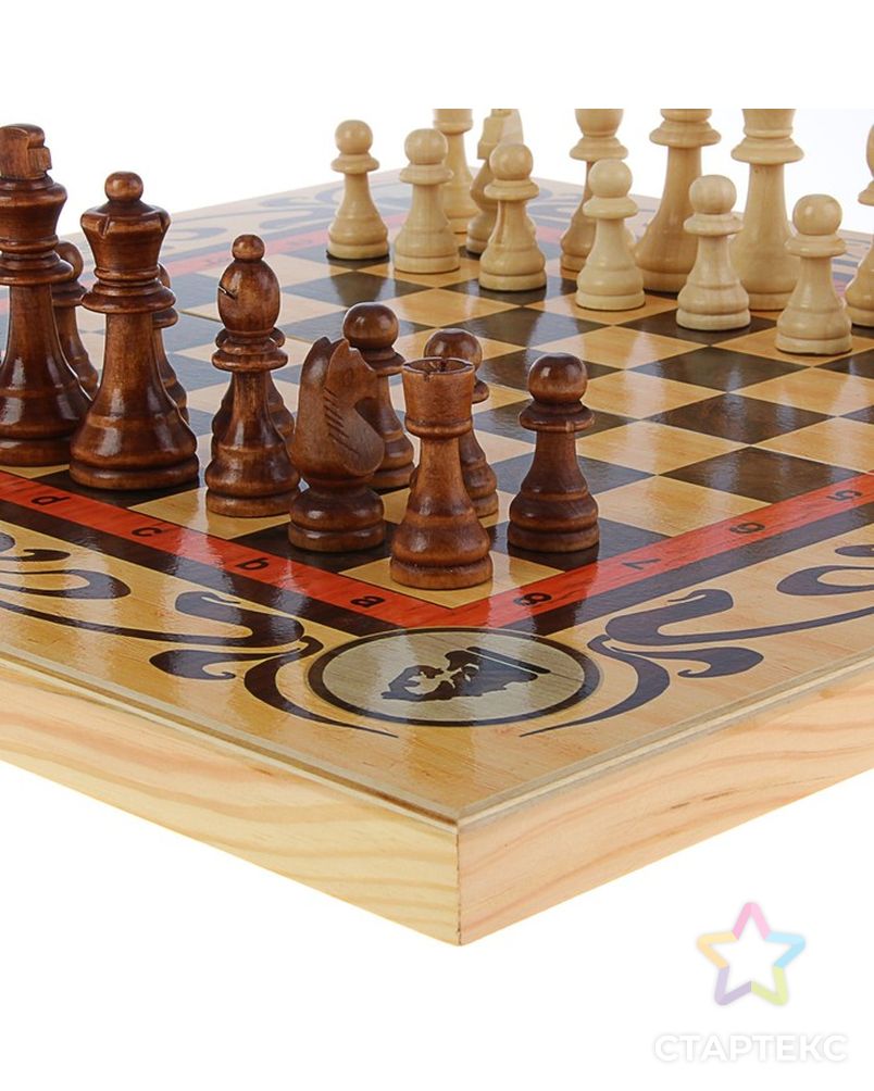 Настольная игра 3 в 1 "Статус": шахматы, шашки, нарды (доска дерево 50х50 см) арт. СМЛ-42426-1-СМЛ0001350464 13