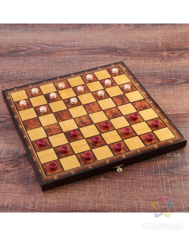 Настольная игра 3 в 1 "Классическая": шахматы, шашки, нарды (доска дерево 40х40 см) микс арт. СМЛ-42427-1-СМЛ0001350467 3