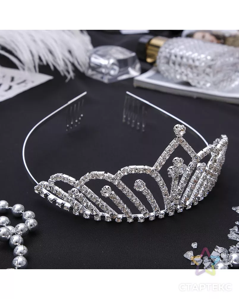 Диадема для волос "Изящество" капелька, 6 см арт. СМЛ-1062-1-СМЛ1363596 - рис. 1