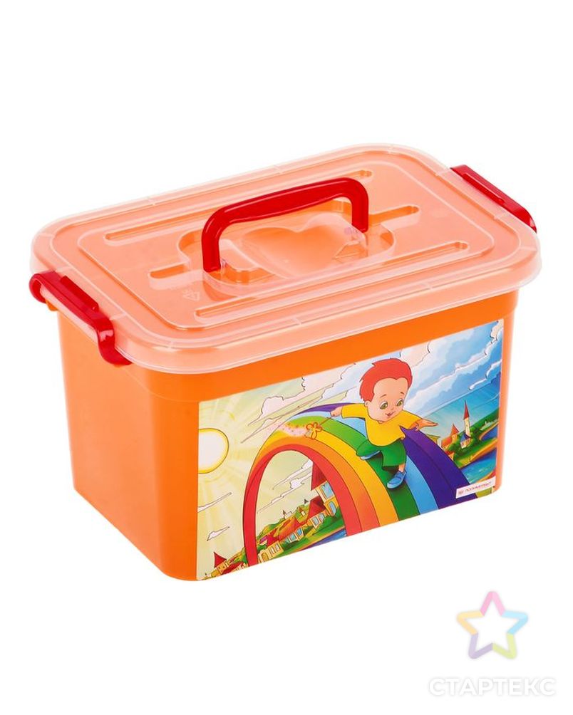 Ящик для игрушек «Радуга» с крышкой и ручками, 6,5 л, МИКС арт. СМЛ-134268-1-СМЛ0001378596 6