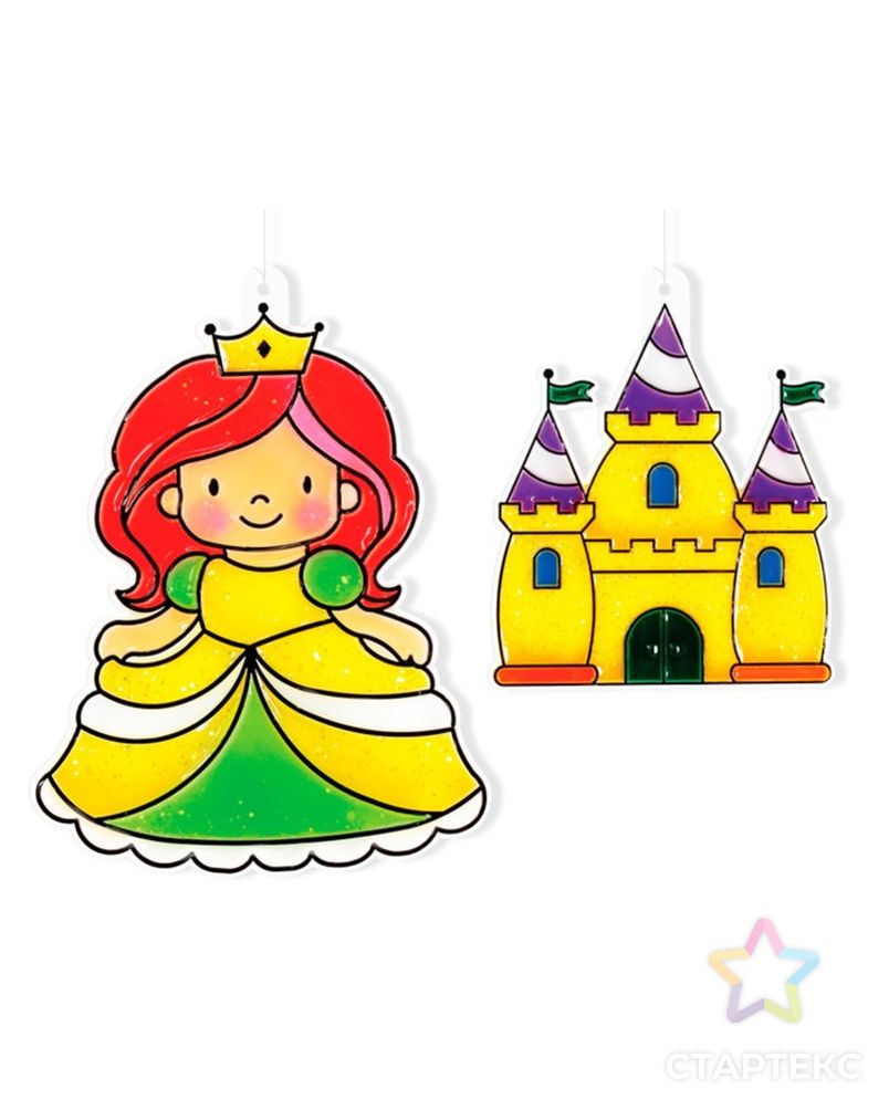 Набор витражных красок с витражами "Принцесса", 6 цветов по 10,5 мл + 6 мини витражей арт. СМЛ-1124-1-СМЛ1385489