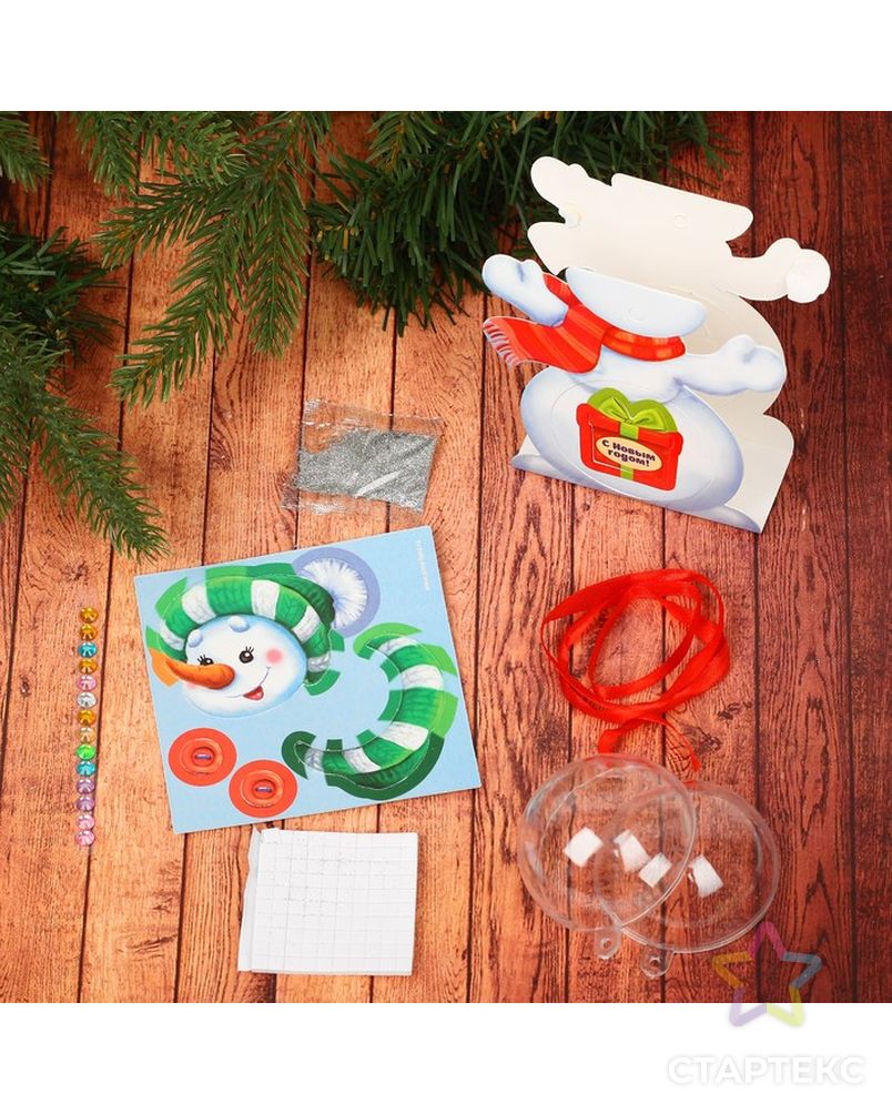 Новогодний ёлочный шар «Снеговик» с 3D-аппликацией арт. СМЛ-119736-1-СМЛ0001385759 2