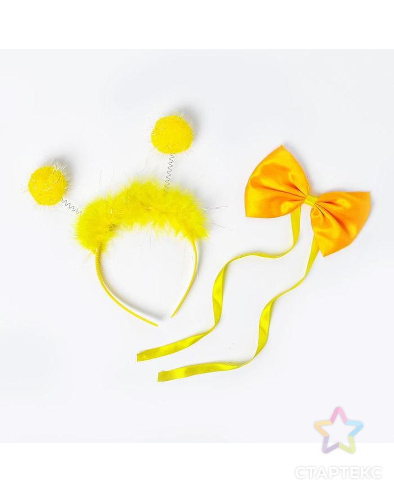 Карнавальный набор "Помпушки" 2 предмета: ободок, бабочка, цвет желтый арт. СМЛ-106224-1-СМЛ0001393653