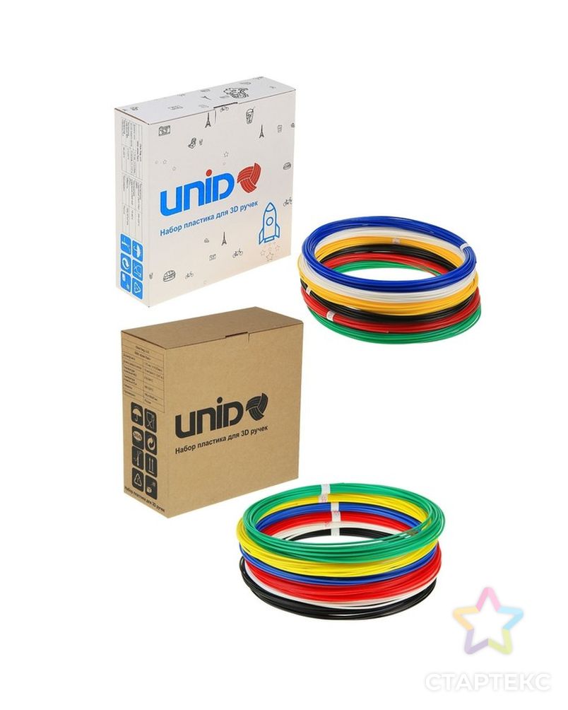 Пластик UNID PLA-6, для 3Д ручки, 6 цветов в наборе, по 10 метров арт. СМЛ-206791-1-СМЛ0001396089 6