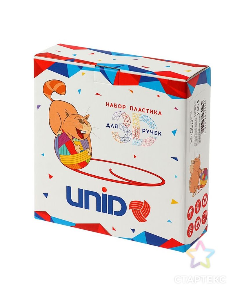 Пластик UNID PLA-6, для 3Д ручки, 6 цветов в наборе, по 10 метров арт. СМЛ-206791-1-СМЛ0001396089 9