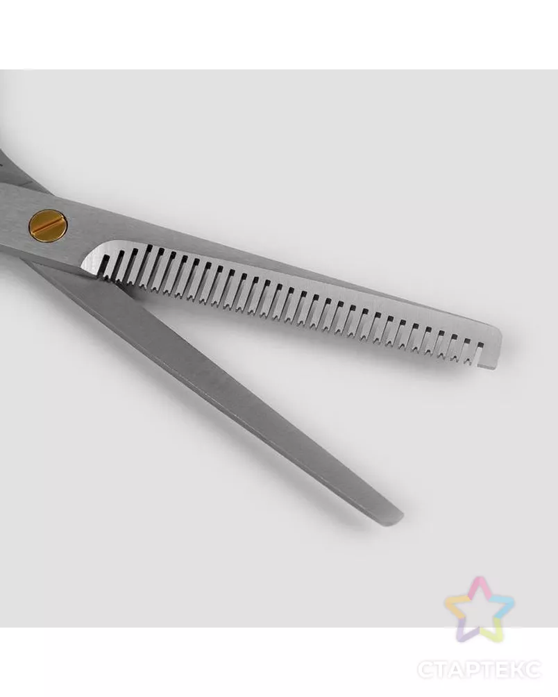 Ножницы филировочные с упором, лезвие — 6,5 см, цвет голубой арт. СМЛ-219822-1-СМЛ0001396664 - рис. 3