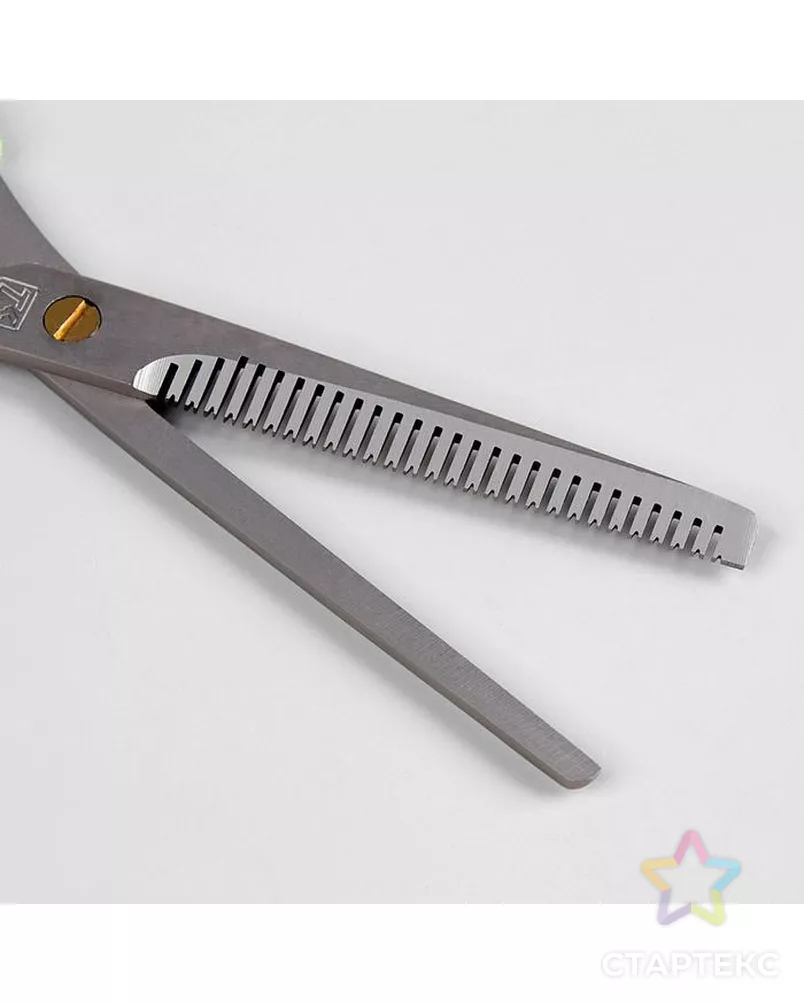 Ножницы филировочные с упором, лезвие 7 см, цвет салатовый/серебряный арт. СМЛ-172878-1-СМЛ0001396668 - рис. 3