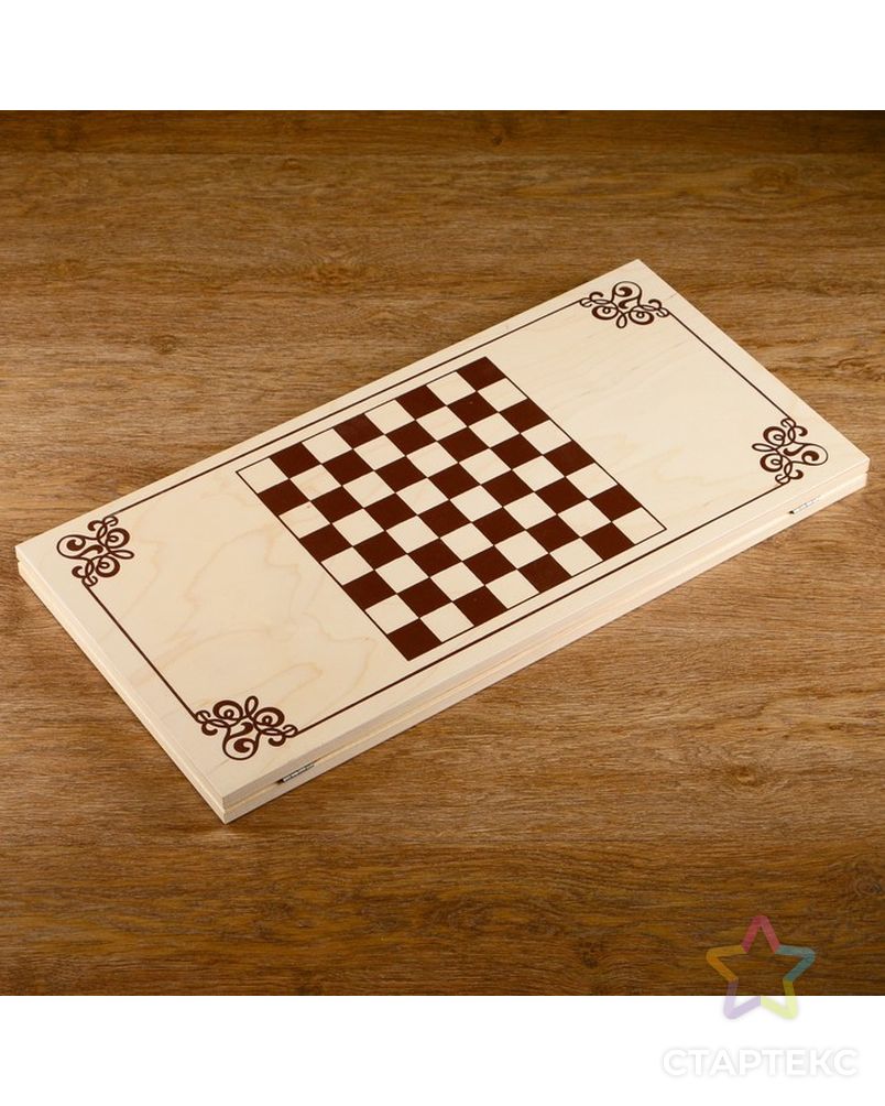 Нарды "Витки", деревянная доска 60х60 см, с полем для игры в шашки арт. СМЛ-42682-1-СМЛ0001402874 2