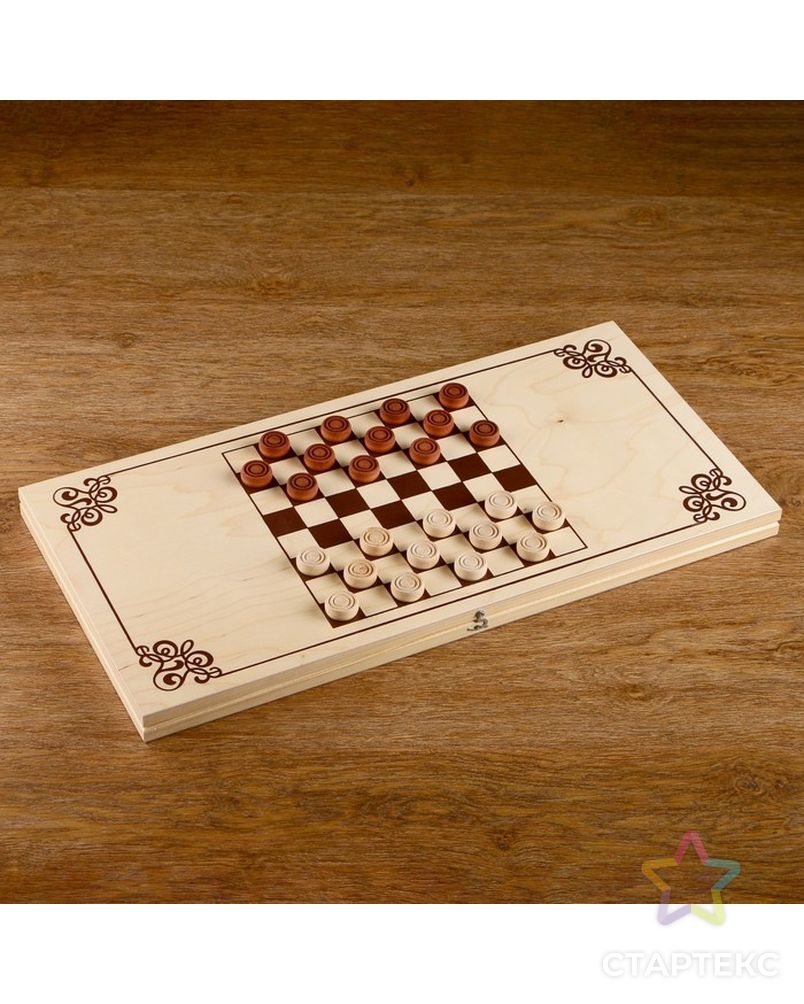 Нарды "Витки", деревянная доска 60х60 см, с полем для игры в шашки арт. СМЛ-42682-1-СМЛ0001402874 5