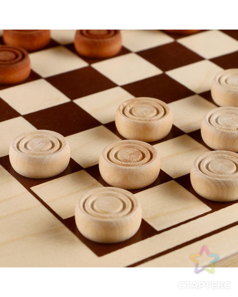 Нарды "Витки", деревянная доска 60х60 см, с полем для игры в шашки арт. СМЛ-42682-1-СМЛ0001402874 6