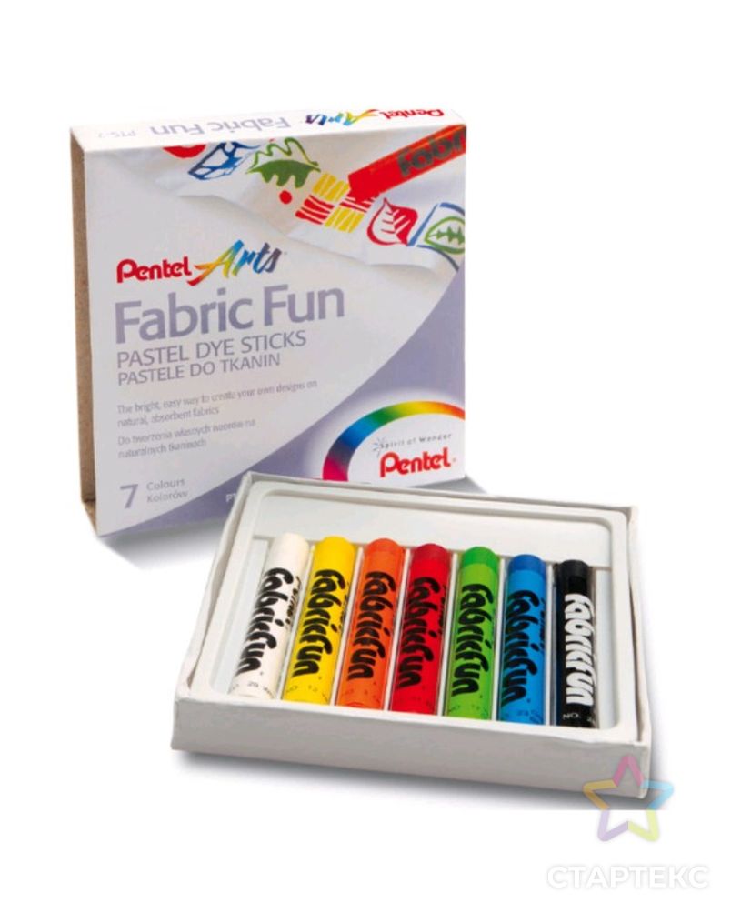 Пастель для ткани Pentel FabricFun Pastels, 7 цветов, 8/60 мм арт. СМЛ-203271-1-СМЛ0001416822 1