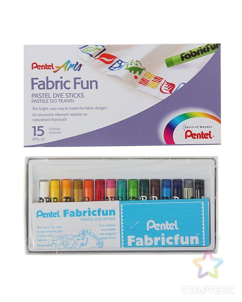 Пастель для ткани Pentel FabricFun Pastels, 15 цветов, 8/60 мм арт. СМЛ-206796-1-СМЛ0001416823