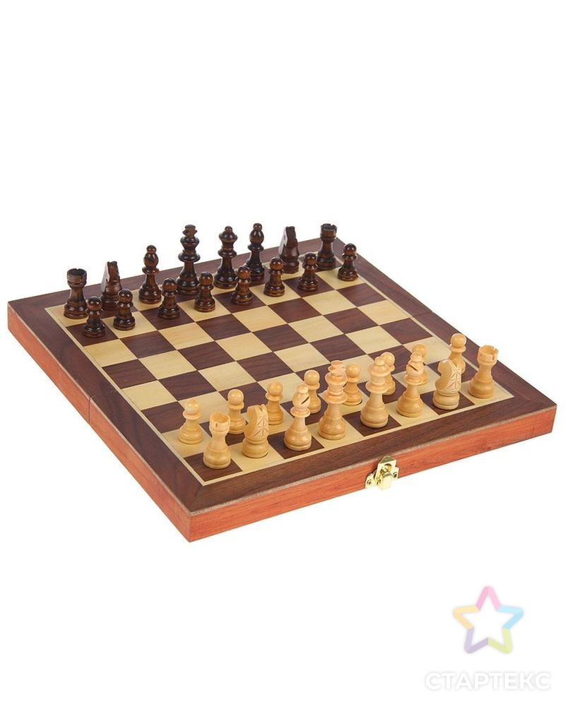 Шахматы деревянные, доска из сборных элементов, 30 × 30 см, фигуры в подложке микс арт. СМЛ-43163-1-СМЛ0001419017 6