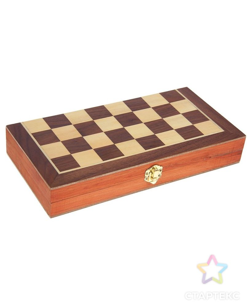 Шахматы деревянные, доска из сборных элементов, 30 × 30 см, фигуры в подложке микс арт. СМЛ-43163-1-СМЛ0001419017 9