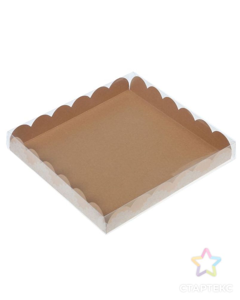 Коробка для кондитерских изделий с PVC-крышкой «Кружевная», 21 × 21 × 3 см арт. СМЛ-43396-1-СМЛ0001447915 2