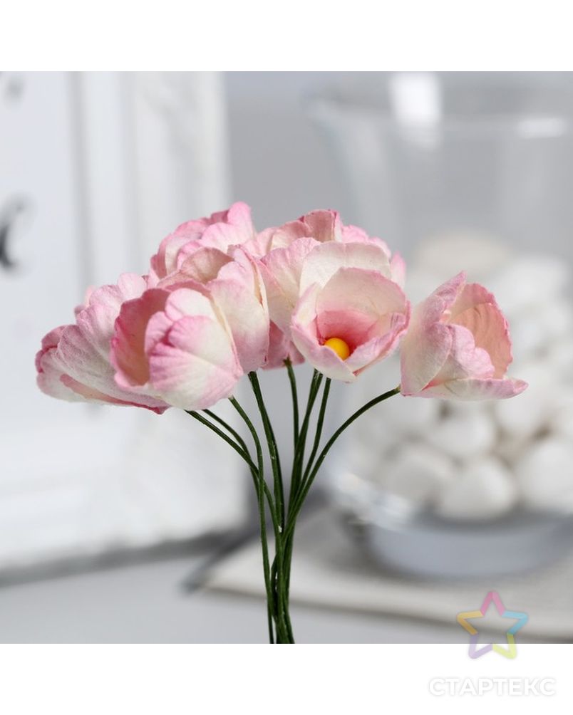 Декор для творчества, тюльпаны бело-розовые, набор 10 шт. арт. СМЛ-1288-1-СМЛ1450949 1