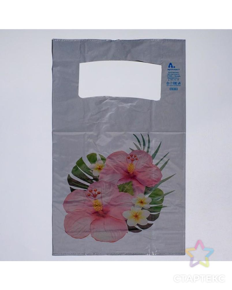 Пакет "Цветы", полиэтиленовый, майка, 28 х 55 см, 35 мкм арт. СМЛ-42894-1-СМЛ0001470861 2