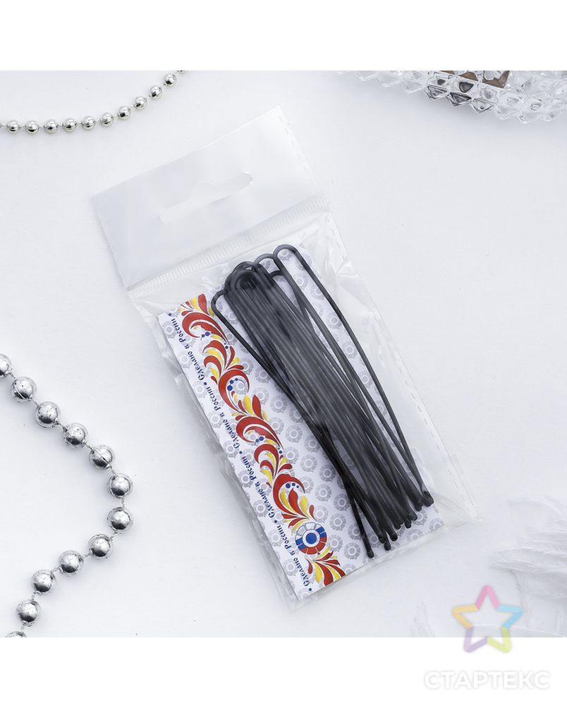 Шпильки для волос "Хром" 8,5 см (набор 10 шт.) арт. СМЛ-20256-2-СМЛ1475065 2