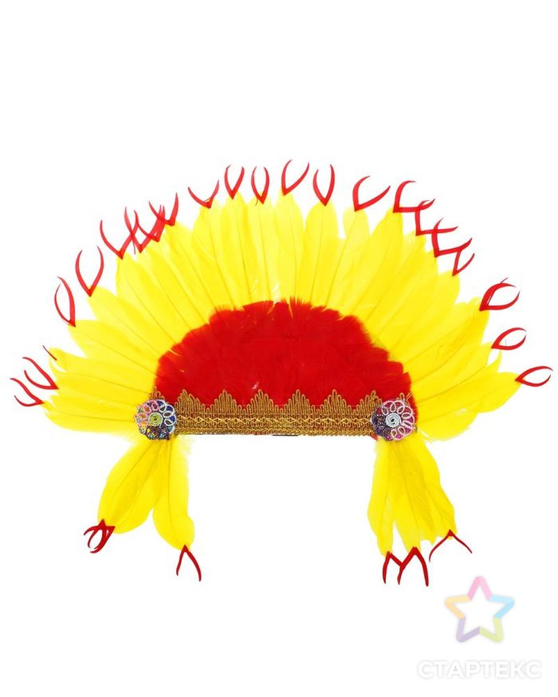 Карнавальный головной убор «Индеец», красно-синее перо арт. СМЛ-100732-4-СМЛ0001496129 1