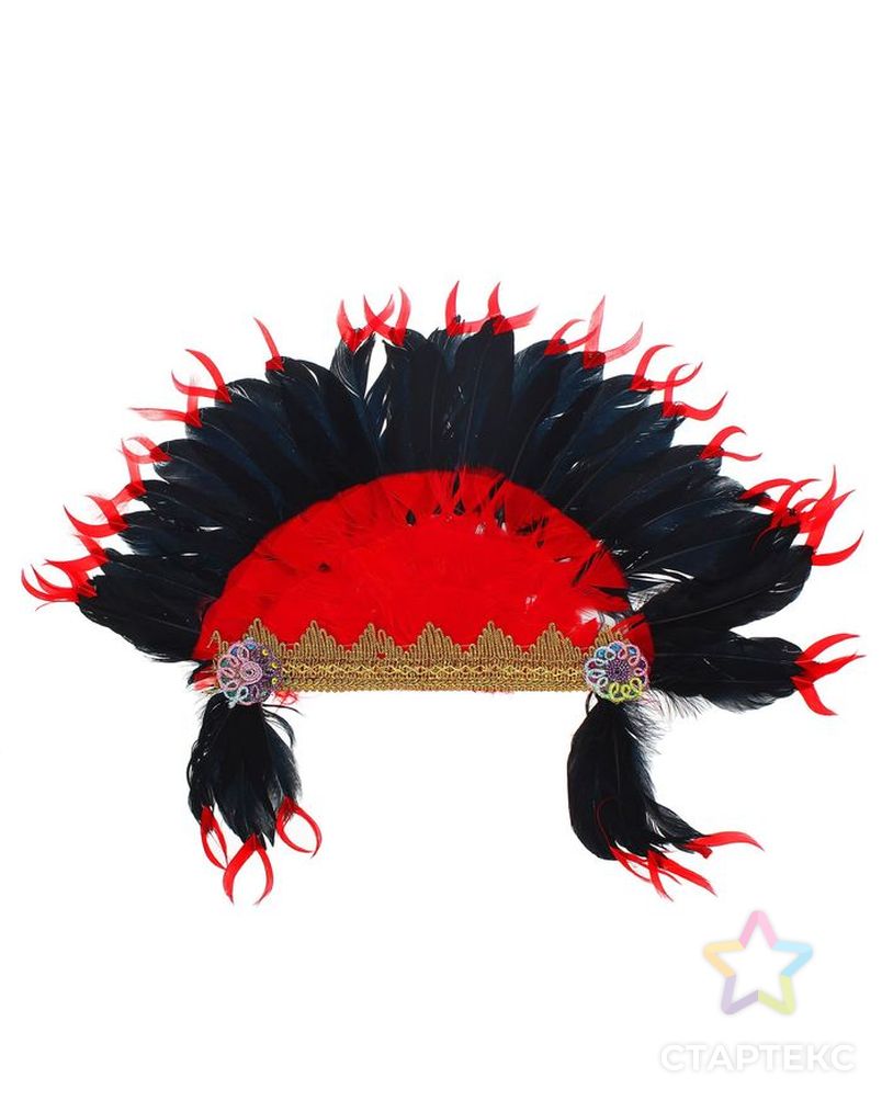 Карнавальный головной убор «Индеец», красно-синее перо арт. СМЛ-100732-3-СМЛ0001496130 1