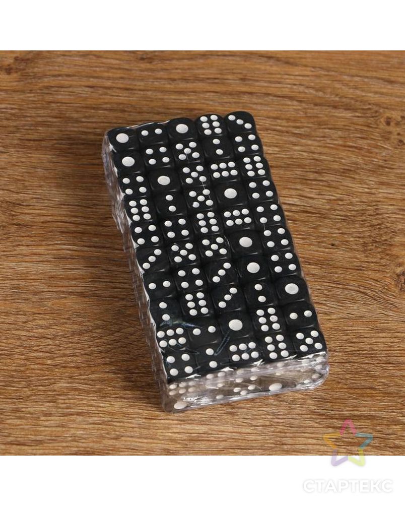 Кубики игральные 1,4 × 1,4 см, чёрные с белыми точками, фасовка 100 шт. арт. СМЛ-43002-1-СМЛ0001503025 2