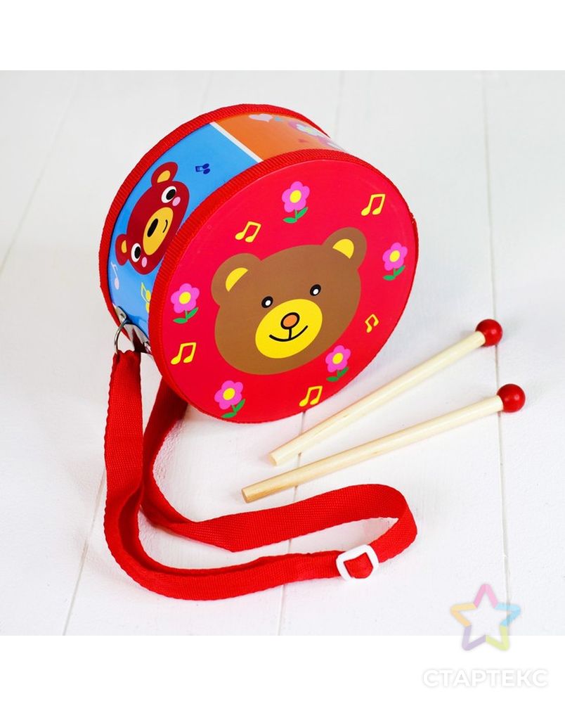Музыкальная игрушка «Барабан», с рисунком, цвета микс, бумажная мембрана арт. СМЛ-102370-1-СМЛ0000155550 7