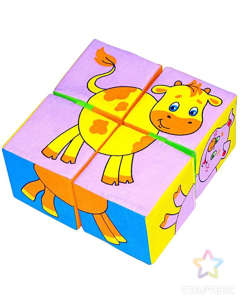 Набор развивающих мягких кубиков «Собери картинку. Животные 2» арт. СМЛ-102636-1-СМЛ0000160840 1