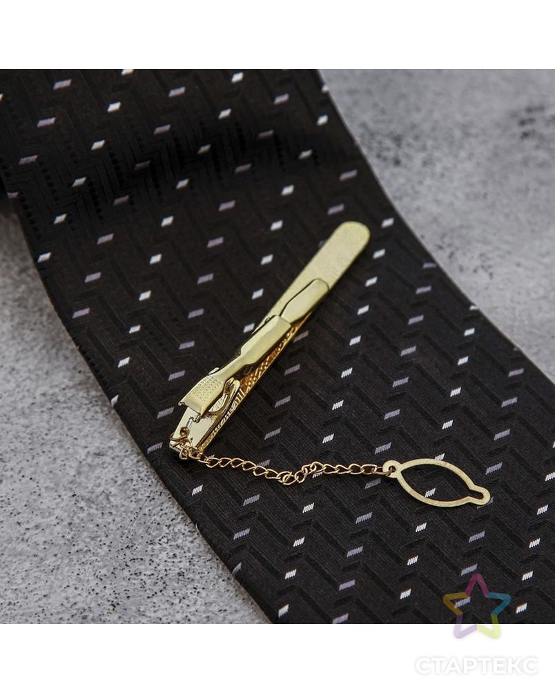 Зажим для галстука стальной "Классический" галка, цвет золото арт. СМЛ-37079-1-СМЛ0001618044 2