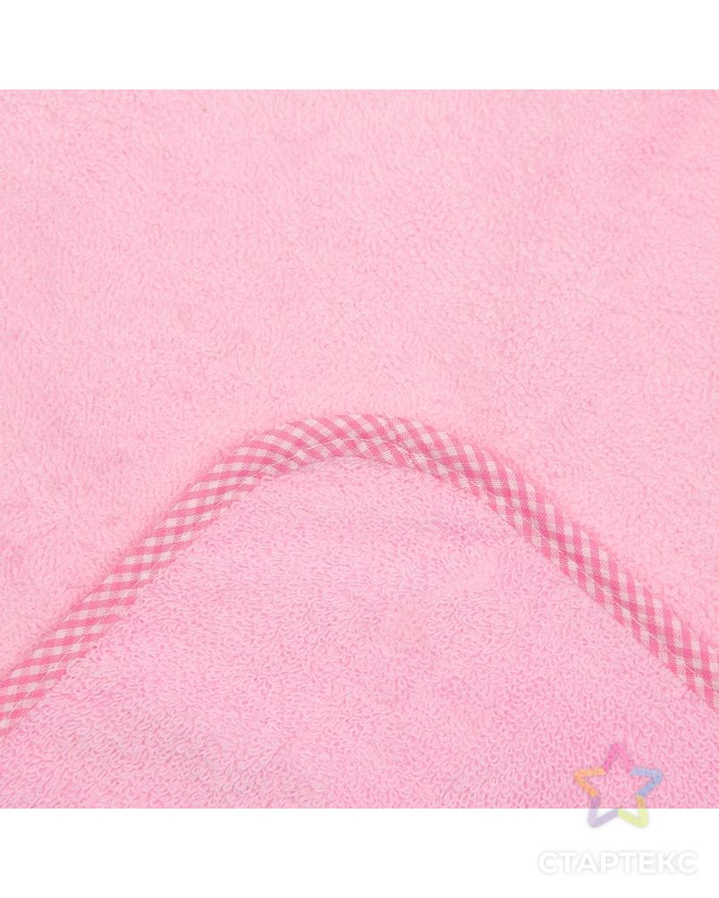 Уголок махровый с капюшоном и вышивкой, цвет розовый, размер 90х90 см арт. СМЛ-34216-1-СМЛ1620193 4