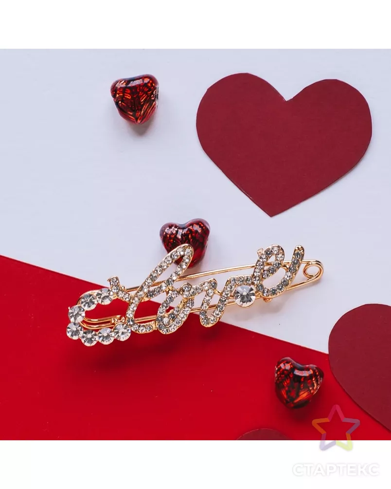 Булавка Love, 6 см, цвет белый в золоте арт. СМЛ-20499-1-СМЛ1675263 - рис. 3