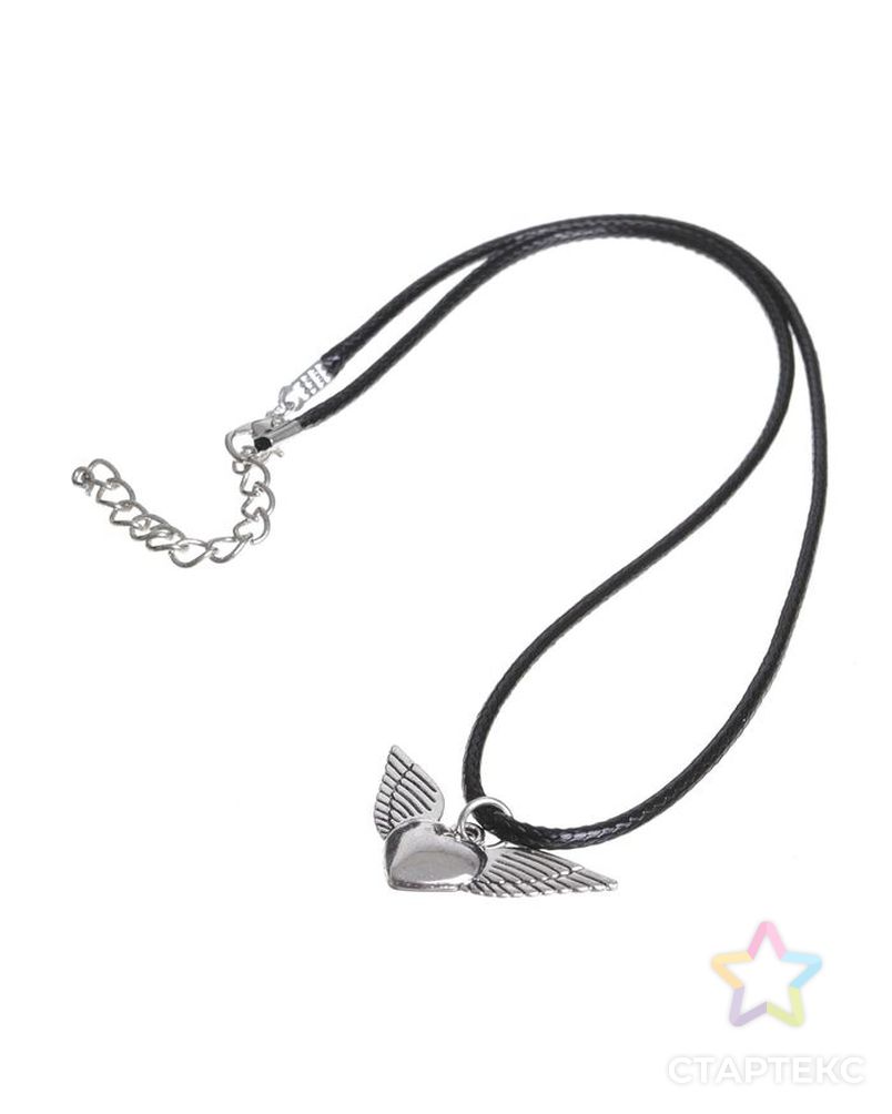 Кулон на шнурке "Сердце" ангел, цвет чернёное серебро, 45 см арт. СМЛ-1850-1-СМЛ1677973